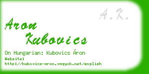 aron kubovics business card