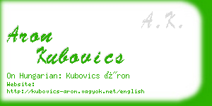 aron kubovics business card